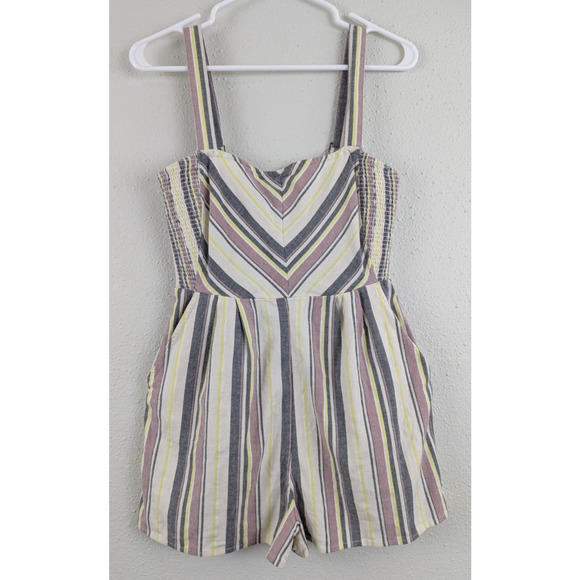 Volcom JR sz S 4/6 Stone Beach Romper multi color stripes sleeveless tank 0416 - Picture 1 of 6